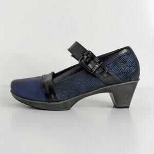 Naot Shoes Dashing Women EU 36 Blue Black Heels Mary Jane Hook and Loop Strap